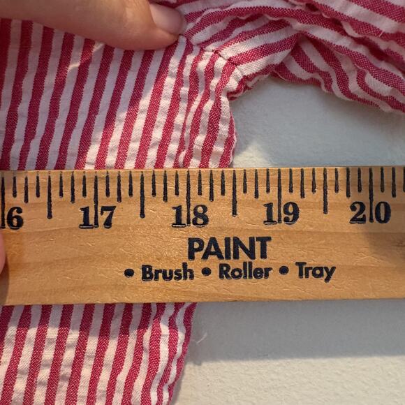 The Vermont Country Store Dress Womens Medium Pink White Seersucker Button Front - Picture 9 of 11